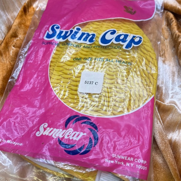 Vintage Yellow Sunwear Swim Cap - Picture 2 of 4